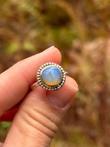 Genuine Opal Silver Smithed Ring size 7.5