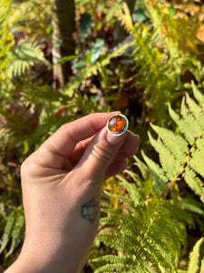 Amber Silver Smithed Ring size 7