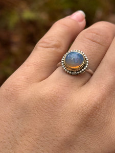 Genuine Opal Silver Smithed Ring size 7.5