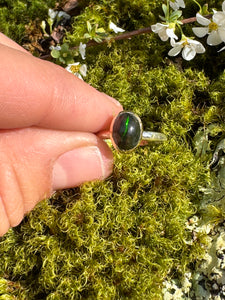 Black Opal Eye Ring size 5.5