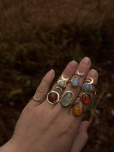 Load image into Gallery viewer, Amber Silver Smithed Ring size 8