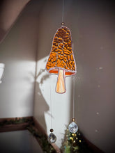 Load image into Gallery viewer, Warm Orange~ Locally made stained glass mushroom suncatcher