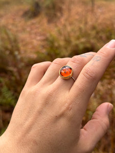 Amber Silver Smithed Ring size 8