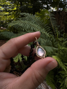 Smokey Mother of Pearl Dublet Pendant ~ 14k Gold