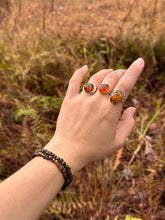 Load image into Gallery viewer, Amber Silver Smithed Ring size 8