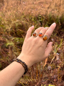 Amber Silver Smithed Ring size 8