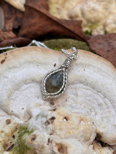 Moss Agate pendant ~ solid sterling