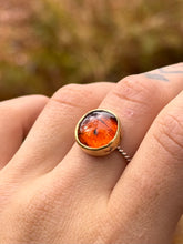 Load image into Gallery viewer, Amber Silver Smithed Ring size 8