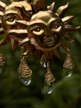 Load image into Gallery viewer, Brass Sun Earrings ~ Fleur Prism Beads