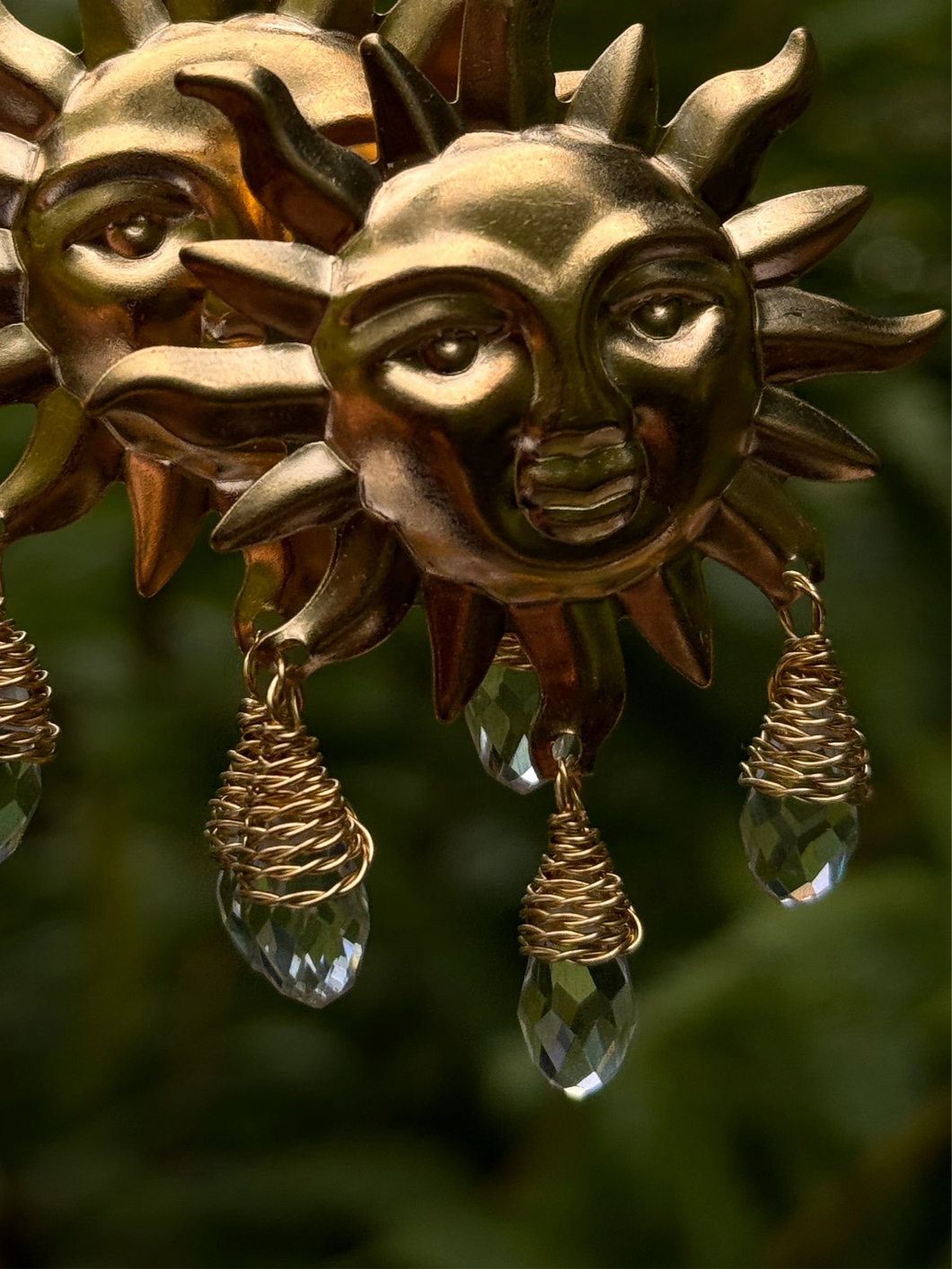 Brass Sun Earrings ~ Fleur Prism Beads