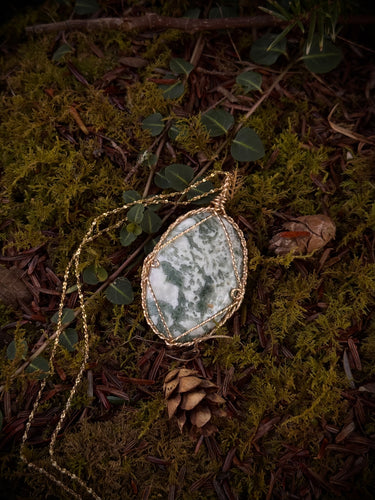 Moss Agate Majesty ~ 14k gold