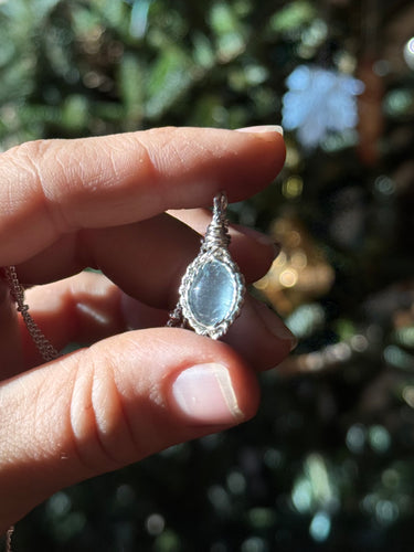 Icey Blue Aquamarine Necklace ~ Sterling