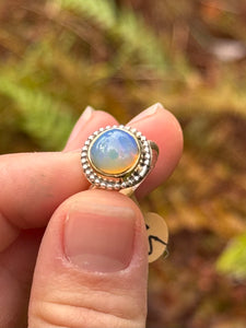 Genuine Opal Silver Smithed Ring size 7.5