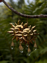 Load image into Gallery viewer, Brass Sun Earrings ~ Fleur Prism Beads