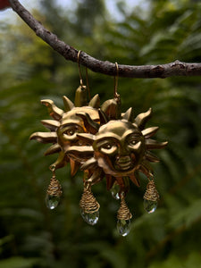 Brass Sun Earrings ~ Fleur Prism Beads