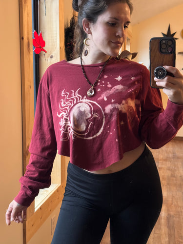 Red Sun & Moon long sleeve fairy crop top