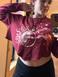 Red Sun & Moon long sleeve fairy crop top