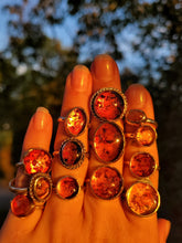 Load image into Gallery viewer, Baltic Amber Large Accented Circle Ring - size 7.25 Solid Sterling