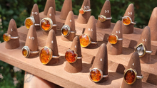 Load image into Gallery viewer, Baltic Amber Large Accented Circle Ring - size 7.25 Solid Sterling