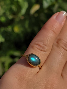 Little Labradorite Brass Ring ~ size 4.5