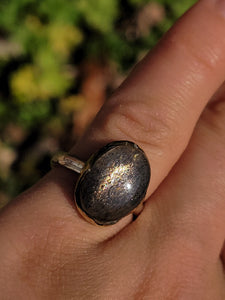 Black Sunstone Ring ~ size 6