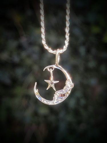 Sterling Charm Necklace~ Man in the Moon