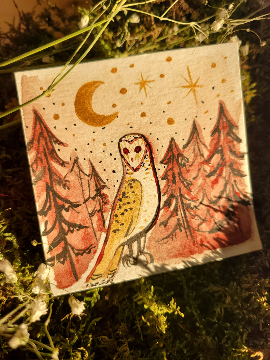Moon Painting ~ owl mini